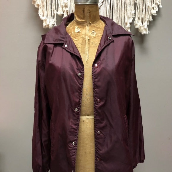 Jackets & Coats | Vintage Maroon Rain Coat | Poshmark